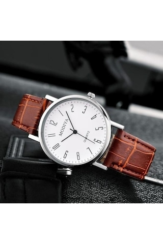 Yingfu Kahverengi Erkekler Saatler Analog Rahat Kuvars İzle Kol Saati, Arkadaşına Hediye Baba C Kahverengi