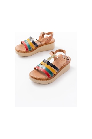 Aymood 730-142 Multi Hakiki Deri Ortopedik Taban Kadın Sandalet Multi