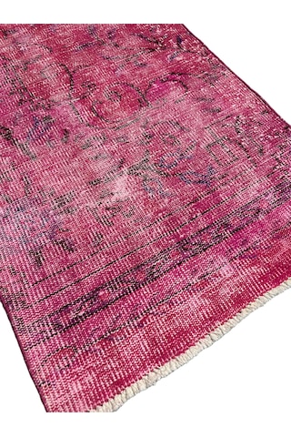 El Dokuma Vintage Yolluk 72x280 Düz Pembe Eskitme Yün Halı Pembe