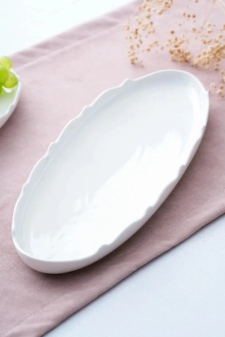 Nirvana Oval Kayık Tabak - 40x13,5 Cm Beyaz