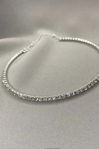 Limezon Gümüş Renk Zirkon Kadın Su Yolu Choker Kolye Altın