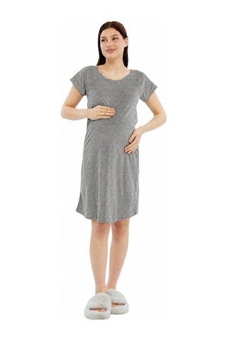 Luvmabelly Myra9585 Yandan Çıt Çıtlı Hamile Geceliği Siyah