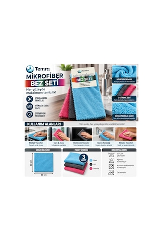 Çok Amaçlı Mikrofiber Temizlik Bezi Seti 30x30 - 941850800 Diğer
