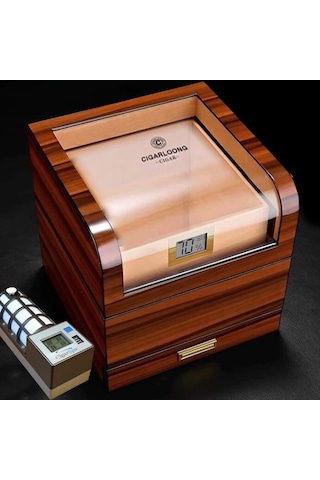 Cigarloong Camlı Katlı Humidor Puro Kutusu Tiger Desen 100s Cigarspa Elektronik Nemlendirme