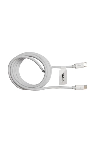 Eco-cc Beyaz Usb-c-c Örgülü Kablo 2 M, 60 W Hızlı Şarj