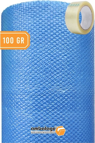 Ambalage Balonlu Naylon 150 CM x 10 M 100 G Mavi Üç Katlı Kalın Ambalage Balonlu Naylon Pat Pat Pıt Pıt Koli Bandı