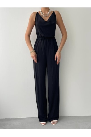 Ahes Shopping Darcy Sırt Dekolteli Tulum Siyah