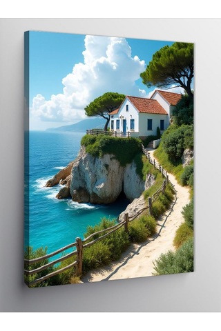 Kanvas Tablo Deniz Kıyısındaki Ev 70cmx100cm
