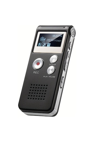 Elmpaly 8gb Kapasiteli Siyah Mini Ses Kayıt Cihazı Ekranlı Ses Çalma Fonksiyonlu