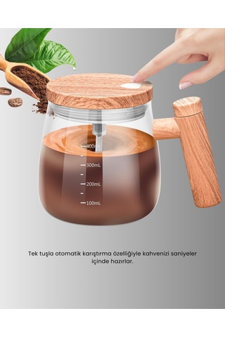 Isıtıcılı Manyetik Karıştırıcı Kupa 400 Ml C Tipi Şarjlı Akıllı Tasarım Ahşap