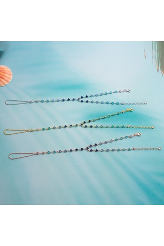 925 Ayar Gümüş Mavi Renk Geçişli Tamtur Şahmeran Altın