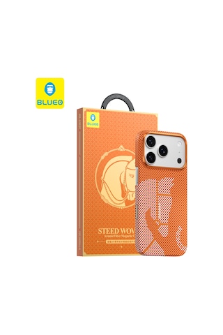 Apple Uyumlu iPhone 17 Pro Max Steed Woven Magsafe Aramid Fiber Premium Kılıf Turuncu