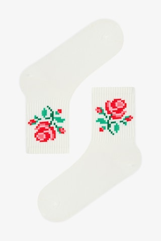 Penti Beyaz - Multi Pixel Rose 2'li Soket Çorap