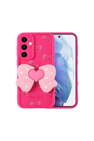 Galaxy Uyumlu A55 Kılıf Kamera Korumalı Figür Tasarımlı Zore Kapya Kapak Pembe Koyu