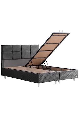 Gümüş İkili Set, Gümüş Çift Kişilik Baza Başlık Seti Antrasit 180 x 200