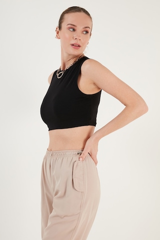 Lela Pamuklu Bisiklet Yaka Dar Kesim Crop Bayan Atlet 5865259 Siyah