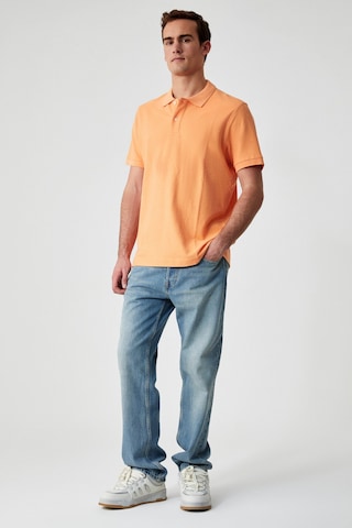 Grimelange ZEKE Erkek Polo Yaka Relaxed Fit Patlı Düğmeli Kısa Kollu Turuncu T-Shirt