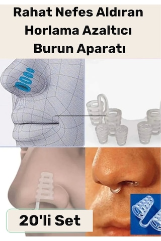 Yeni Seri Rahatlatıcı Uyku Önleyici Horlama Azaltıcı Nefes Alıp Verme Burun Delik Aparatı 20'li Set
