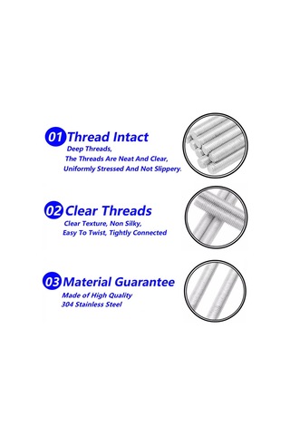 2pcs M12 X 400mm Tamamen Dişli Çubuk, 304 Paslanmaz Çelik Sağ El Uzun Dişli Vida Çubukları Bağlantı Elemanları Çubuklar M12 X 400mm 2