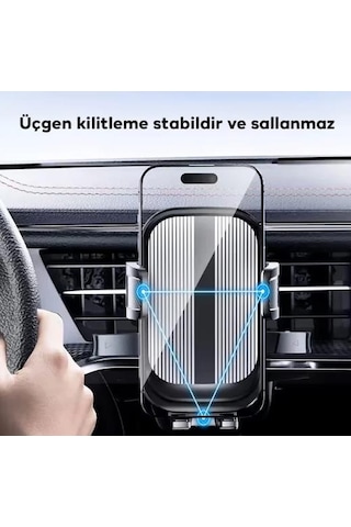Coofbe Yuvarlak Havalandırma Uyumlu Araç İçi Telefon Tutucu, Sarsılmaz, Titremez, Mercedes, Audi Uym Siyah