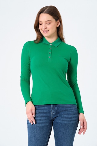 Msw Kadın Uzun Kollu Regular Fit Polo Yaka T-shirt Btg Yeşil