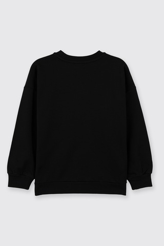 Panço Erkek Çocuk Bisiklet Yaka Siyah Sweatshirt