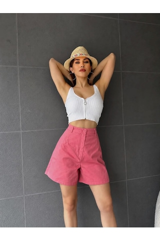 Nido Moda Geniş Paçalı Mom Şort Açık Pembe