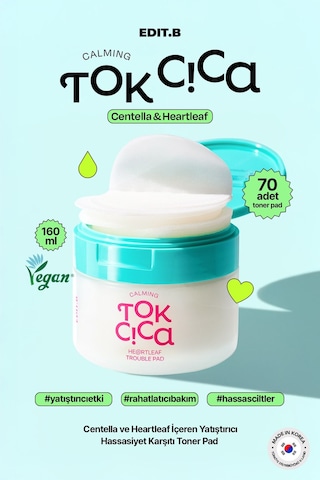 Edıtb Akneli Ciltler İçin Yatıştırıcı Tonikli Ped EDIT.B Calming Tok Cica Trouble Toner Pad 70 adet