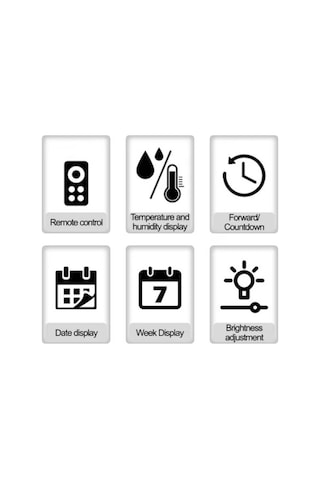 Dijital Duvar Saati Derece Tarih Nem Gün Alarmlı Kasa Ölçüsü 25x25 Cm