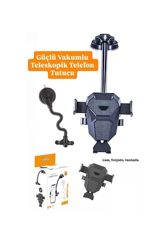 Araç İçi Telefon Tutucu Ultra Kuvvetli Vantuzlu Akrobat Siyah