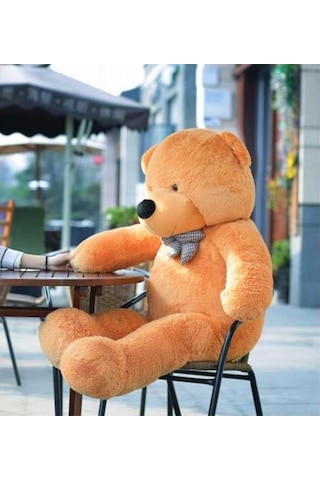 140 Cm Papyonlu Kahverengi Büyük Ayıcık Peluş Ayı (%100 Yerli)