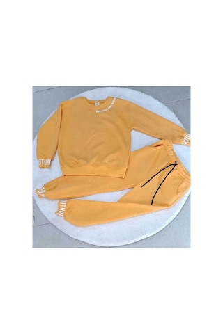 Bubiee Baby Wow Stylish Çocuk Sarı Eşofman Takımı Pamuklu 'future' Baskılı 3 İplik Şardonlu Alt Üst Takım