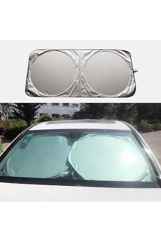 Lemestar Araba Güneşlik Ön Cam Koruyucu, Gümüşlü Dokuma, Uv Ve Isı Engelleyici, 150x70 Cm, Ev Araçları İçin Evrensel, Kolay Kurulum Clip Tipi