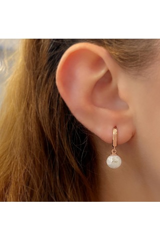 Stela Ay Taşı Gümüş Küpe Rose