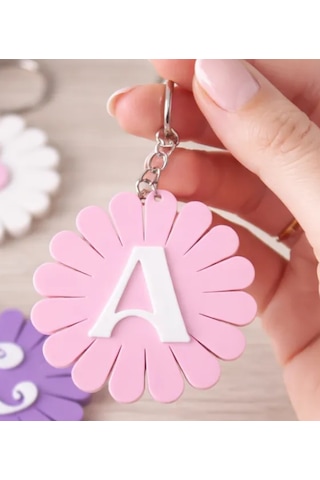 Kişiye Özel 20 CM Harf İsimlik ve Harf Anahtarlık Seti 3D Baskı Dekoratif İsimlik Çocuk & Bebek Odası Pudra - Pembe