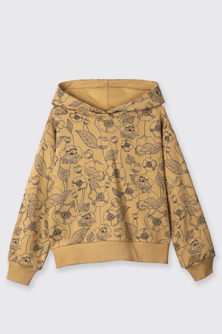 Panço Kız Çocuk Çiçek Desenli Hardal Sweatshirt Sarı