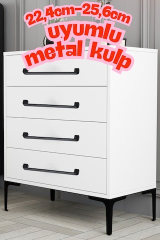 Radius Siyah Metal Mobilya Kulpu 256 Mm 25,6 Cm Uyumlu Modern Mutfak Dolabı Çekmece Kulbu 22,4 25,6 Siyah Siyah