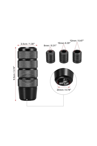 Üniversal 9.5 Cm Jdm Metal Spor Görünümlü Vites Topuzu Aparatlı Alüminyum Alaşım Otomatik-manuel Yarış Vites Kolu Siyah 00 Şüscaroto Aksesuar Siyah