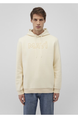 Mavi - Mavi Logo Baskılı Bej Sweatshirt 0610941-70055 Beyaz