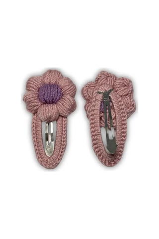 Uretti-arife2714 - El Örgüsü Çiçekli Çıtçıtlı Kız Çocuk Tokası 2 Li - Pembe Pembe