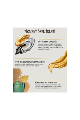 Rich Mastermix Akrilik Boya 12 Renk 60 Ml 1 Paket Metalik Renkler Akrilik Boya 12 Li Profesyonel Tuval Canvas Boyası Çok Renkli