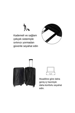 Orta Boy %100 Polikarbon Valiz Siyah 1815