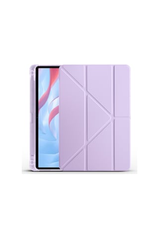 Huawei Honor Pad X8 Pro 11.5' Kılıf Mkst Tri Folding Kalem Bölmeli Standlı Kılıf - Lila Tablet Kılıfı