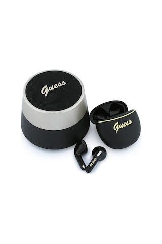 Guess Lisanslı 2 in 1 Set Script Logo Tasarımlı Bluetooth 6.0 Kulak İçi Kulaklık Ve Speaker Hoparlör