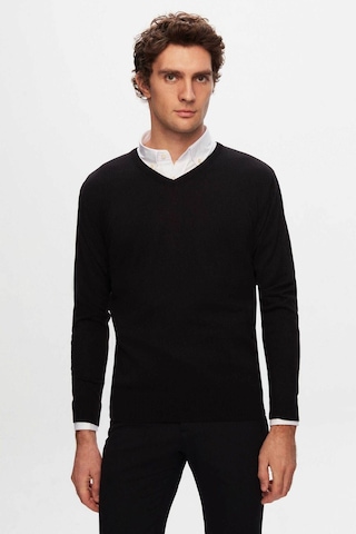 D's Damat 5HF06ORT12003 Regular Fit Düz V Yaka Triko Erkek Kazak - Siyah