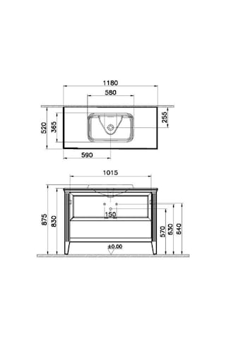 VitrA Valarte 120 Cm Gri Banyo Dolabı Alt Modül Ve Lavabo 62202 Gri