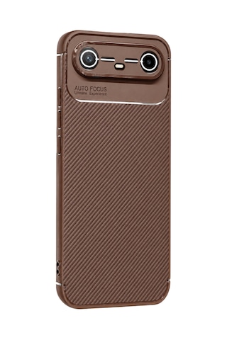 Uryport Tecno Spark Slim 5g Auto Focus Karbon Kapak - Kahverengi