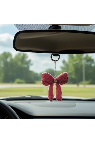 Pembe Fiyonk Çanta Charmı El İşlemeli Boncuk Detaylı Bag Charm
