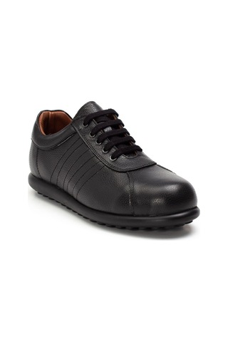 Erkek Siyah Bağcıklı Deri Sneaker