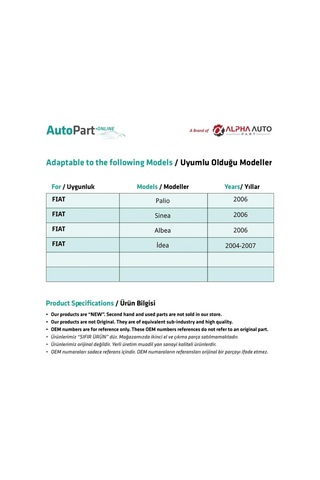 Fiat Palio, Sinea, Albea, İdea İçin Vites Topuzu- 5 Vites Diğer